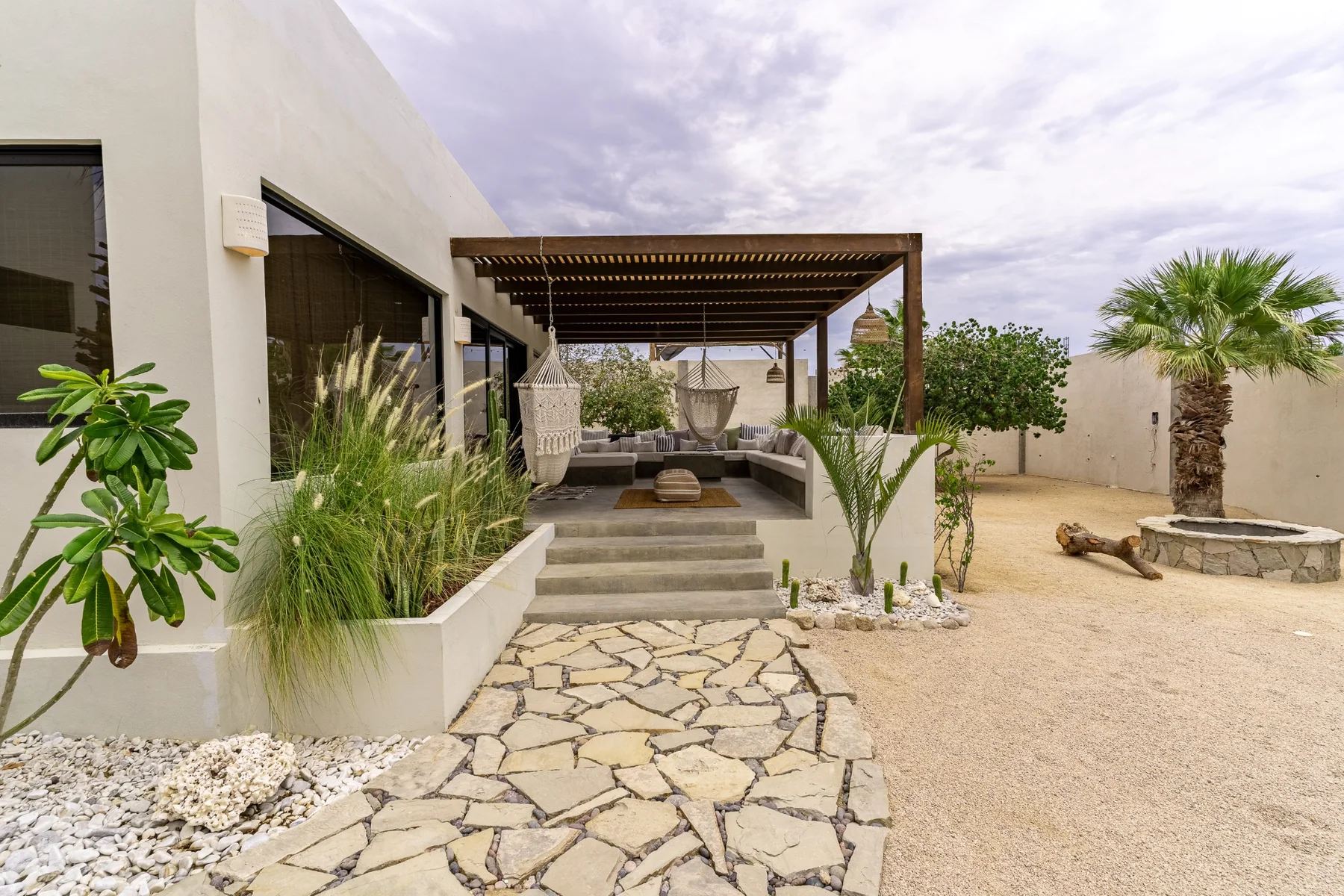 Outdoor lounge patio at Casa Del Toro