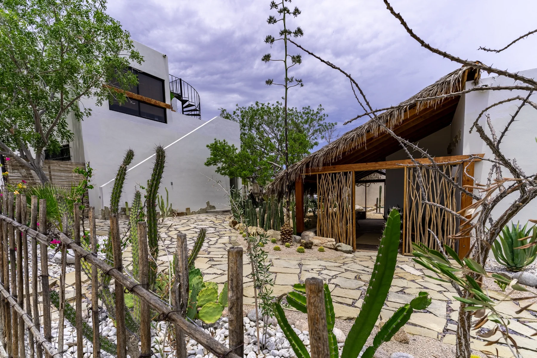 Courtyard and palapa at Casa Del Toro